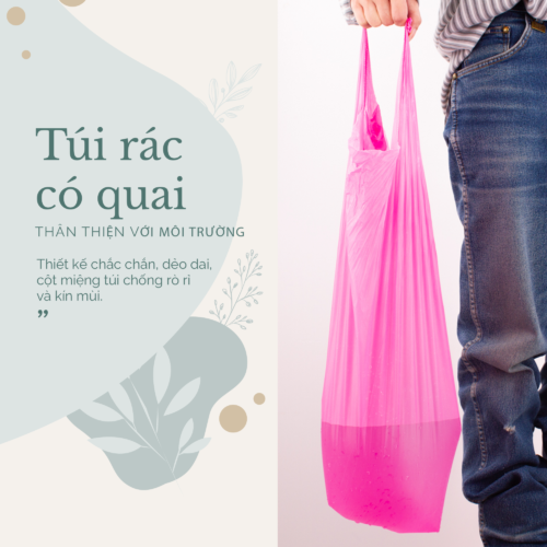 Túi rác có quai màu hồng Túi rác có quai màu hồng