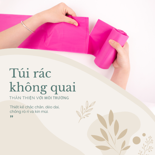 Túi rác không quai màu hồng